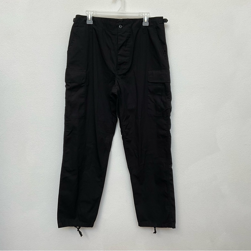 Atlanco Military Black Cargo Tactical Pants Size Medium Regular Poplin Drawcord